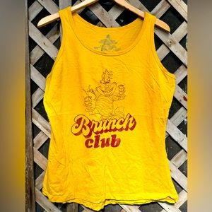 Disney Mustard Yellow Cheshire Cat Alice in Wonderland Brunch Club Tank Top XL
